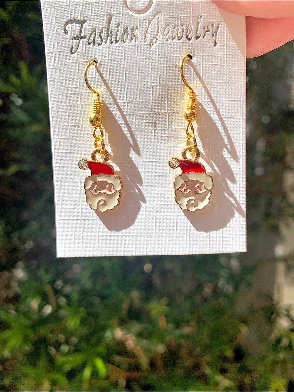 Santa Dangle Earrings in Gold & Red new without tags